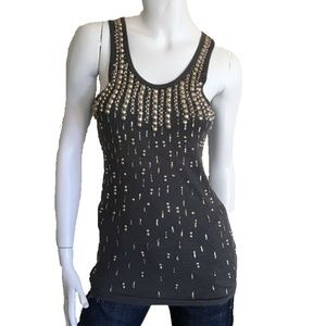 NWT! Heavily Sequined Bling Gray Tank Top